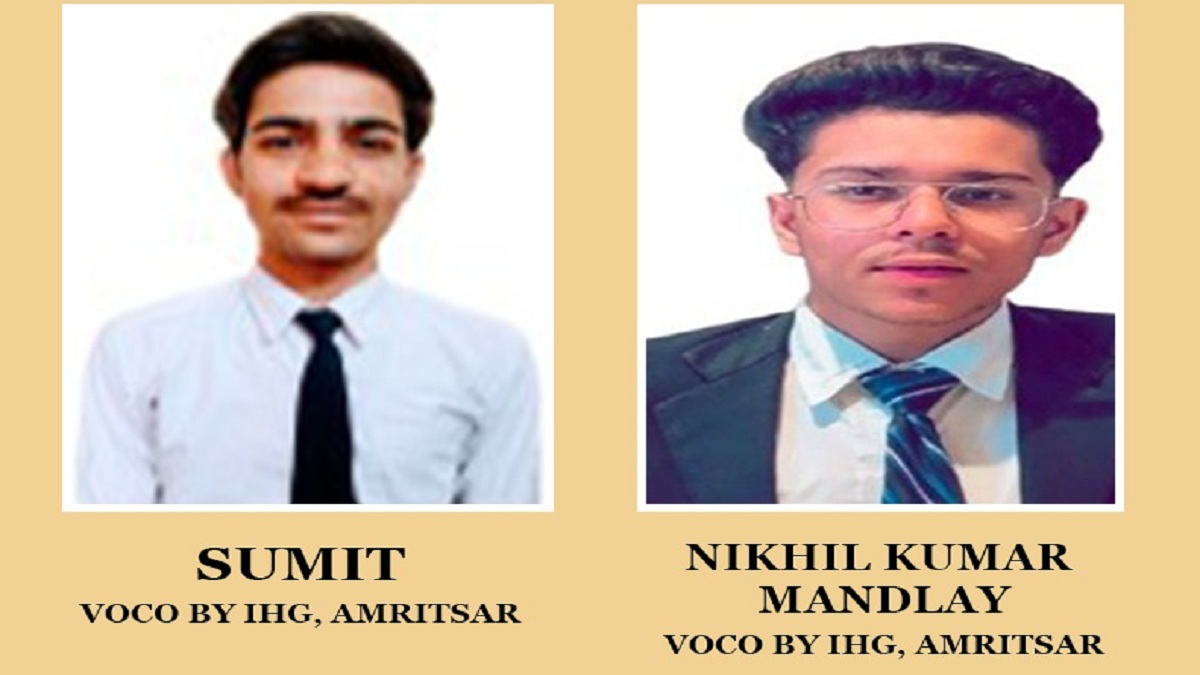 सेंट सोल्जर इंस्टीट्यूट ऑफ होटल मैनेजमेंट के चार फाइनल ईयर छात्रों का विश्व स्तर पर मान्यता प्राप्त होटल्स में चयन