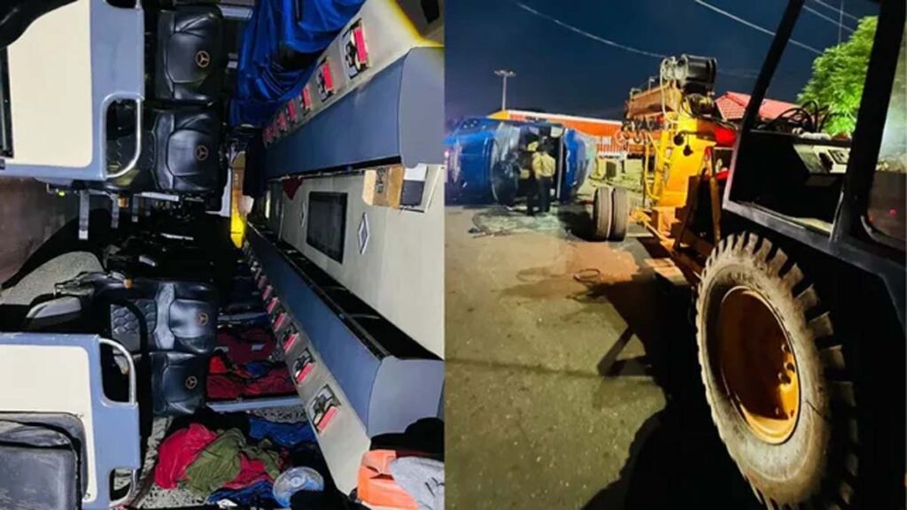 Accident News: पंजाब में सवारियों से भरी बस पलटी, 20 से ज्यादा लोग घायल, मची चीख-पुकार Accident News: पंजाब में सवारियों से भरी बस पलटी, 20 से ज्यादा लोग घायल, मची चीख-पुकार